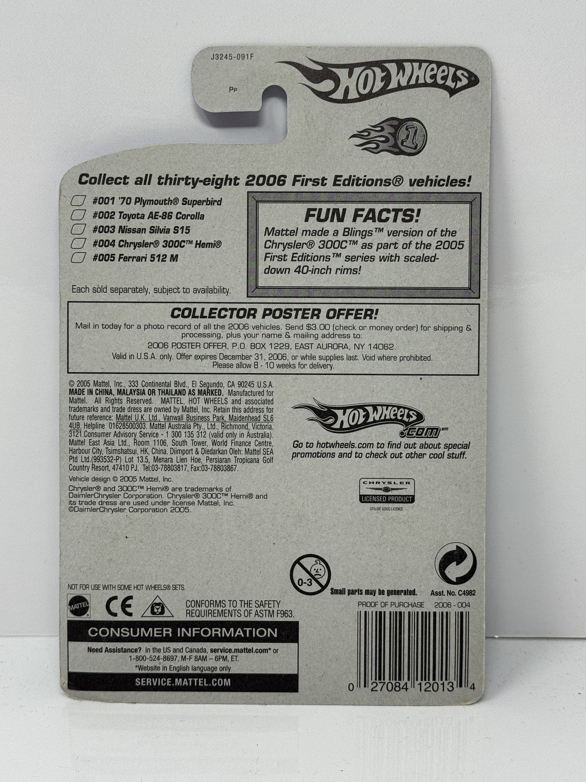 Hot Wheels First Edition Chrysler 300C Hemi 1:64 Diecast Silver FTE