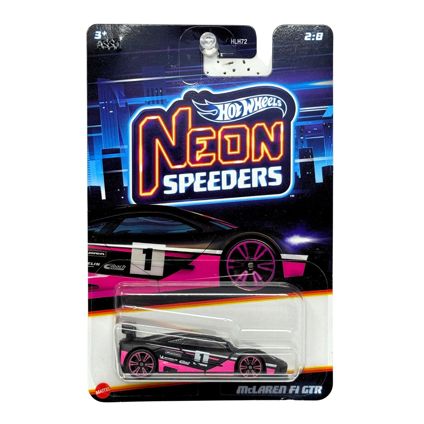 Hot Wheels Neon Speeders McLaren F1 GTR 1:64 Diecast Black Pink