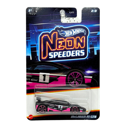 Hot Wheels Neon Speeders McLaren F1 GTR 1:64 Diecast Black Pink