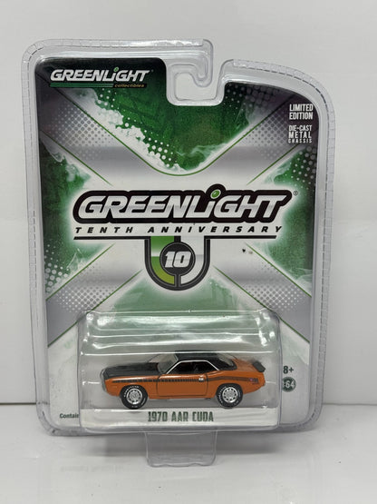 Greenlight Tenth Anniversary 10th 1970 AAR Cuda 1:64 Diecast