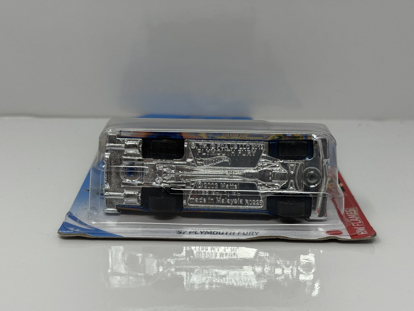 Hot Wheels Flames 1957 Plymouth Fury 1:64 Diecast Blue