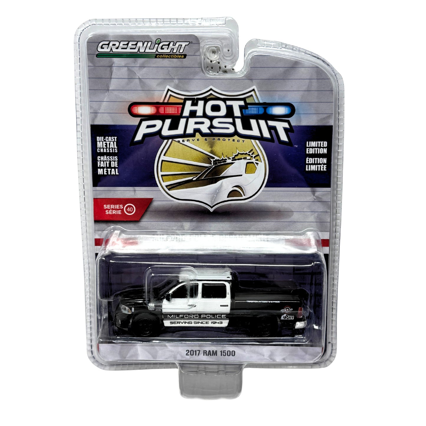 Greenlight Hot Pursuit 2017 Ram 1500 Milford Police Department 1:64 Diecast