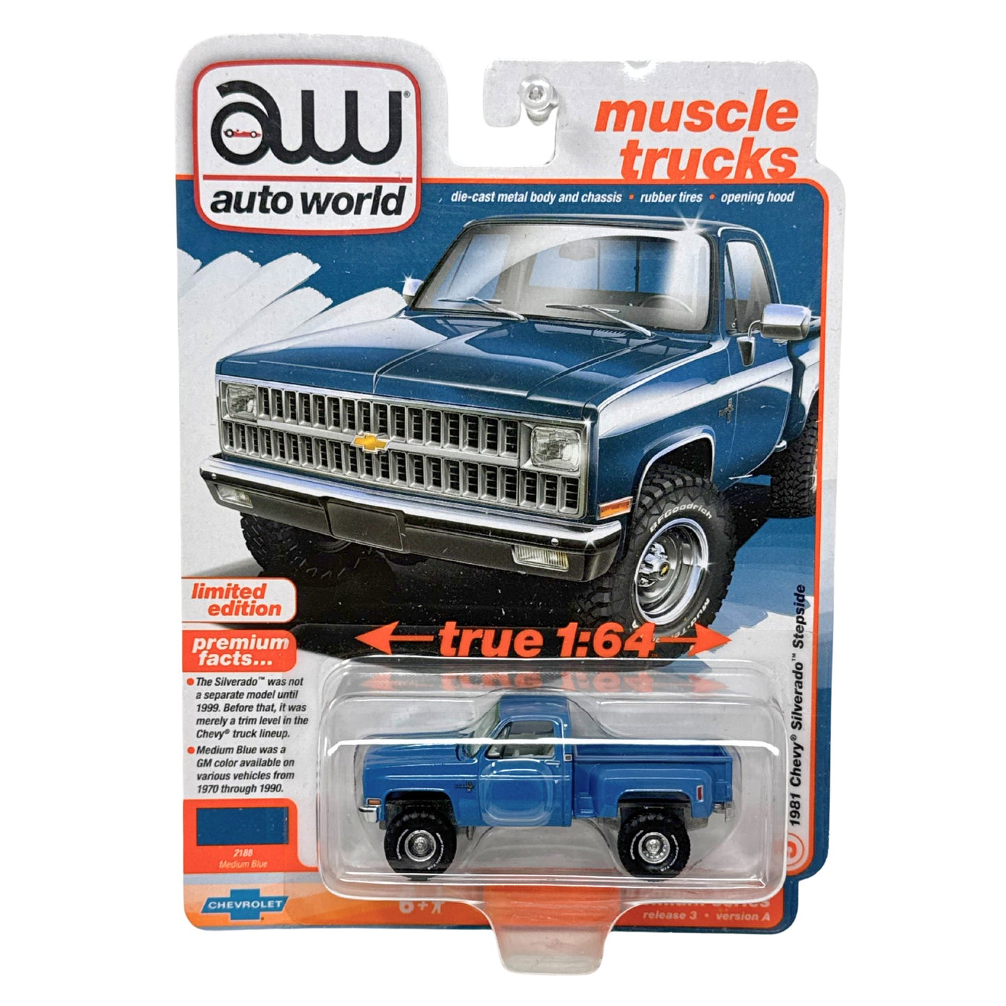 Auto World Muscle Trucks 1981 Chevy Silverado Stepside 1:64 Diecast