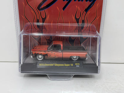 M2 Machines Custom Restyling 1973 Chevrolet Cheyenne Super 10 Flames 1:64 Diecast