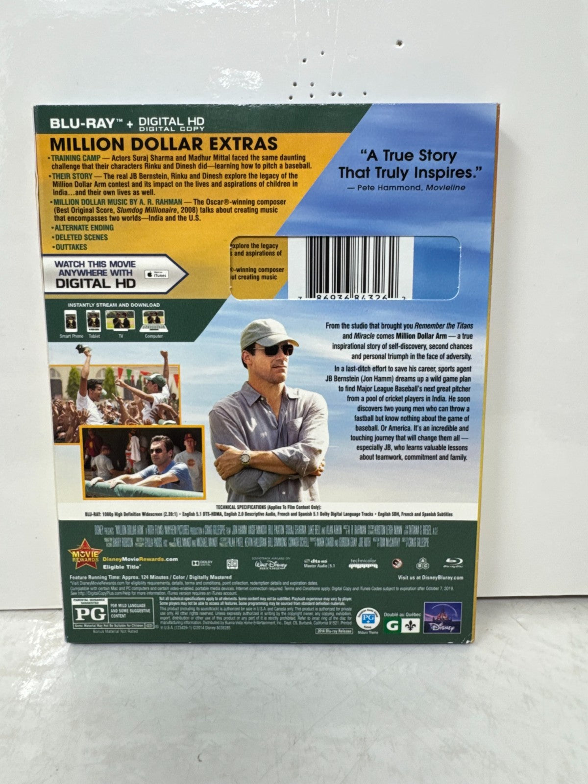 Million Dollar Arm (Blu-ray) Disney Jon Hamm Sports Drama Movie