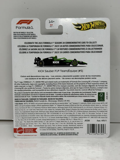 Hot Wheels Premium Formula 1 Kick Sauber F1 Team #5 1:64 Diecast