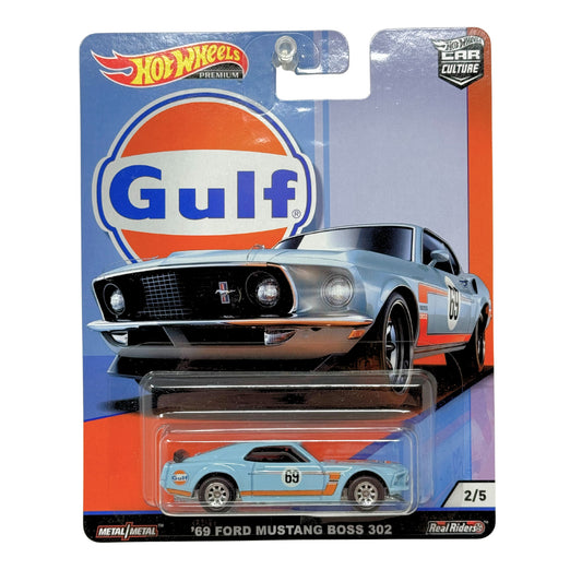 Hot Wheels Premium Gulf 1969 Ford Mustang Boss 302 1:64 Diecast