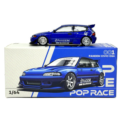 POP RACE Honda Civic EG6 Pandem 1:64 Diecast Blue
