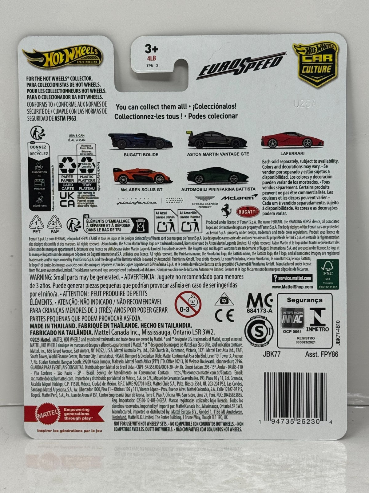 Hot Wheels Premium EuroSpeed Automobili Pininfarina Battista 1:64 Diecast