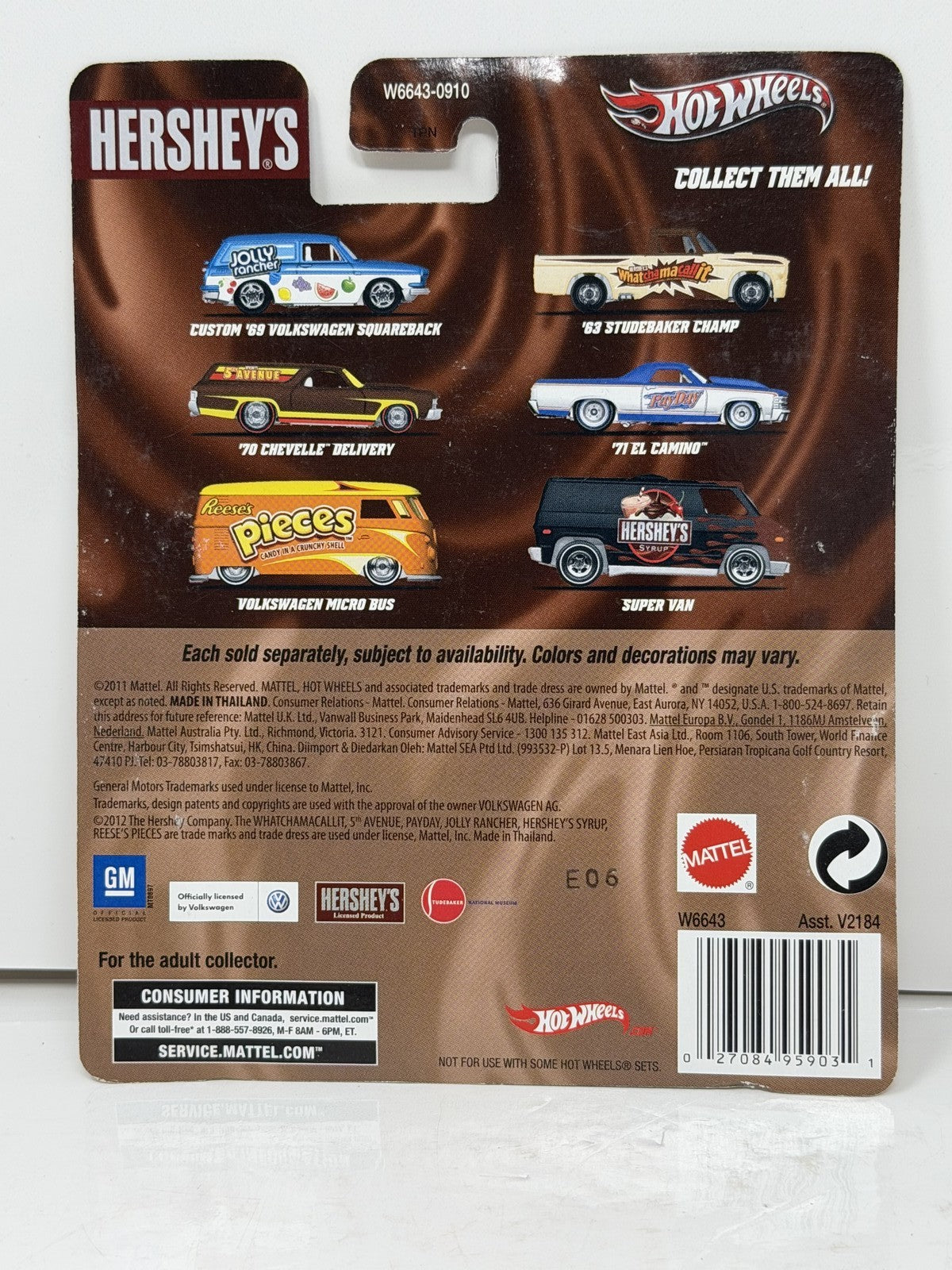 Hot Wheels Hershey's Whatchamacallit 1963 Studebaker Champ 1:64 Real Riders