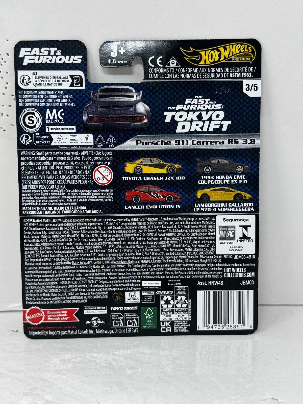 Hot Wheels Premium Fast & Furious Porsche 911 Carrera RS 3.8 1:64 Diecast