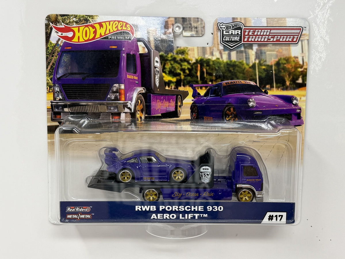 Hot Wheels Premium Team Transport #17 RWB Porsche 930 & Aero Lift 1:64 Diecast