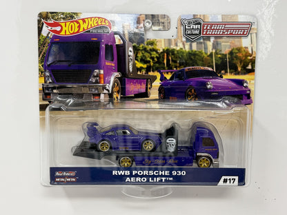 Hot Wheels Premium Team Transport #17 RWB Porsche 930 & Aero Lift 1:64 Diecast