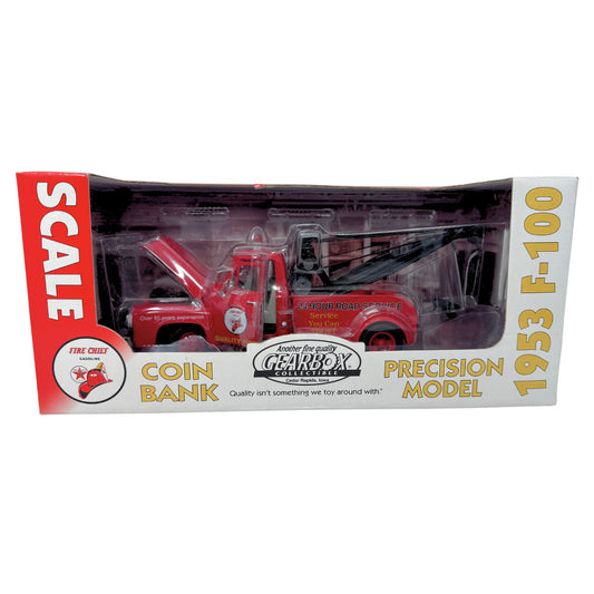 Gearbox Fire Chief Gasoline 1953 Ford F-100 Tow Truck 1:24 Diecast Coin Bank