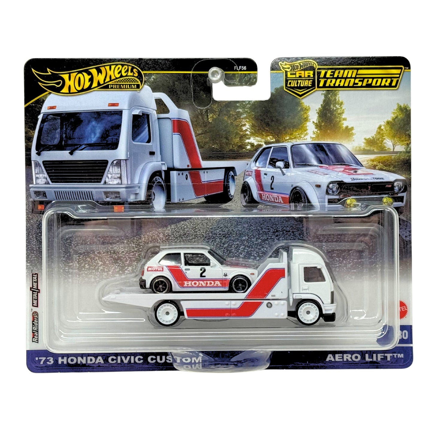 Hot Wheels Premium Team Transport 1973 Honda Civic Custom & Hauler 1:64 Diecast