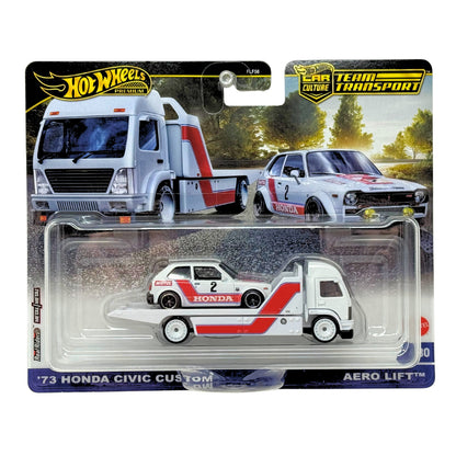 Hot Wheels Premium Team Transport 1973 Honda Civic Custom & Hauler 1:64 Diecast