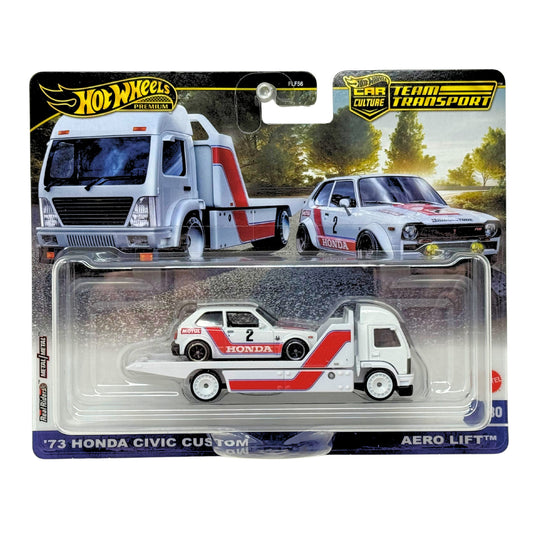 Hot Wheels Premium Team Transport 1973 Honda Civic Custom & Hauler 1:64 Diecast