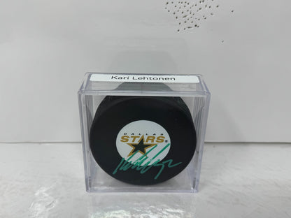 Kari Lehtonen Dallas Stars Signed NHL Autograph Puck Green Auto