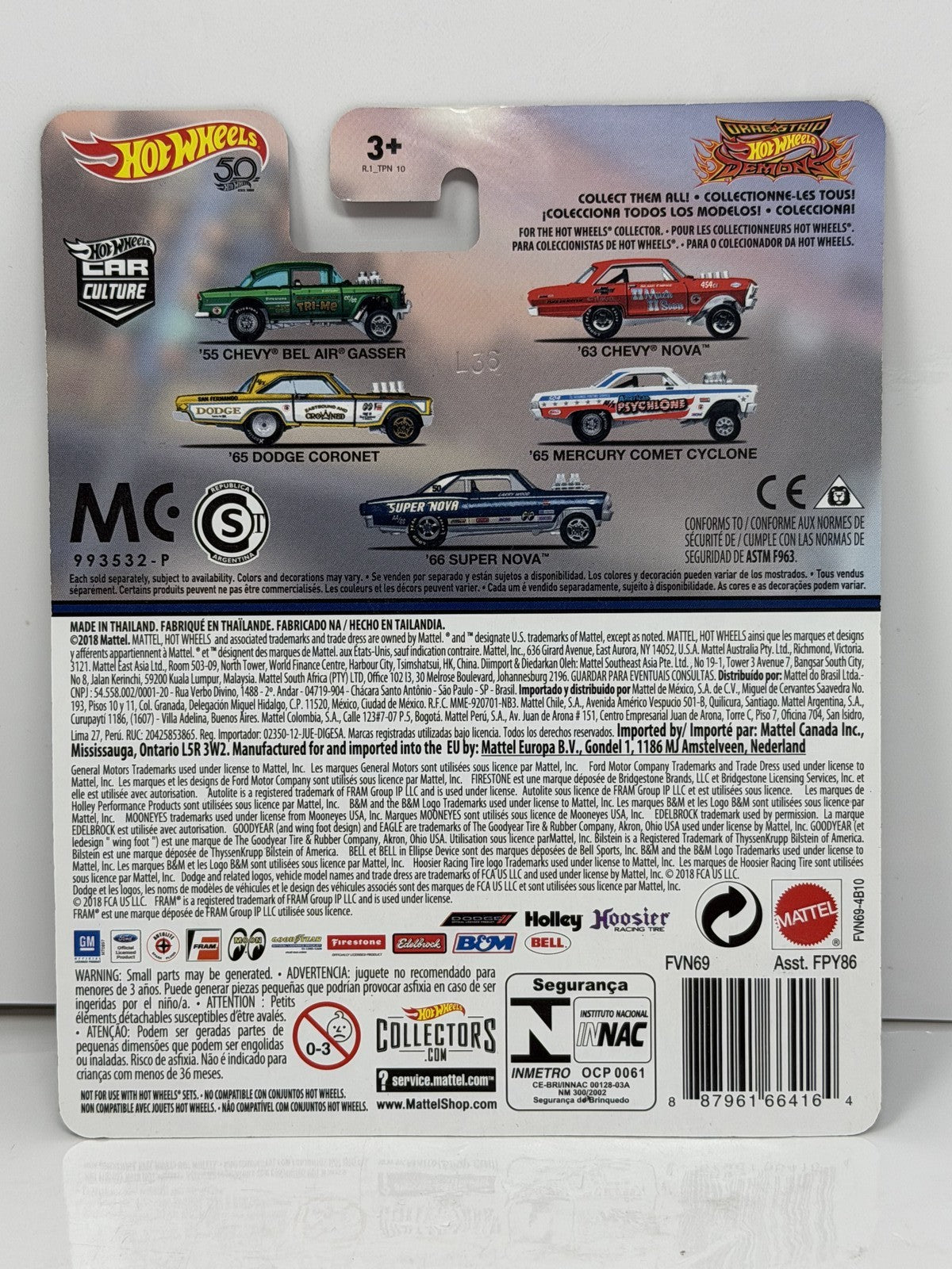 Hot Wheels Drag Strip Demons 1955 Chevy Bel Air Gasser 1:64 Diecast Real Riders