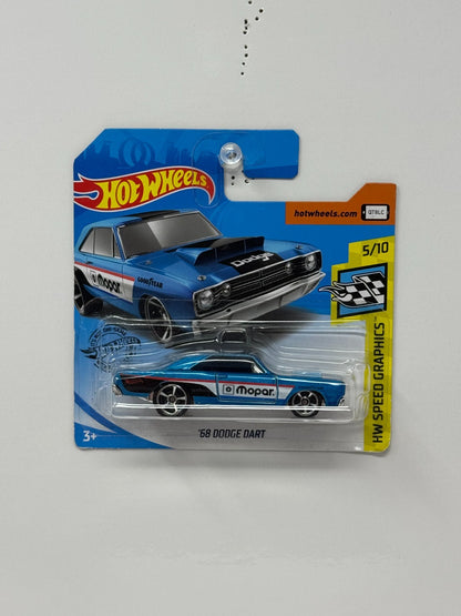 Hot Wheels Speed Graphics 1968 Dodge Dart 1:64 Diecast Short Card Blue