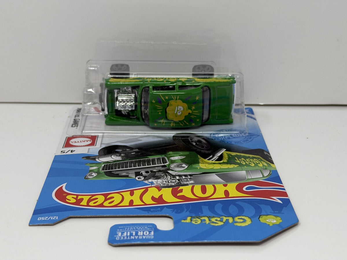 Hot Wheels Mattel Games Guster 1955 Chevy Bel Air Gasser Green 1:64 U.S. Card