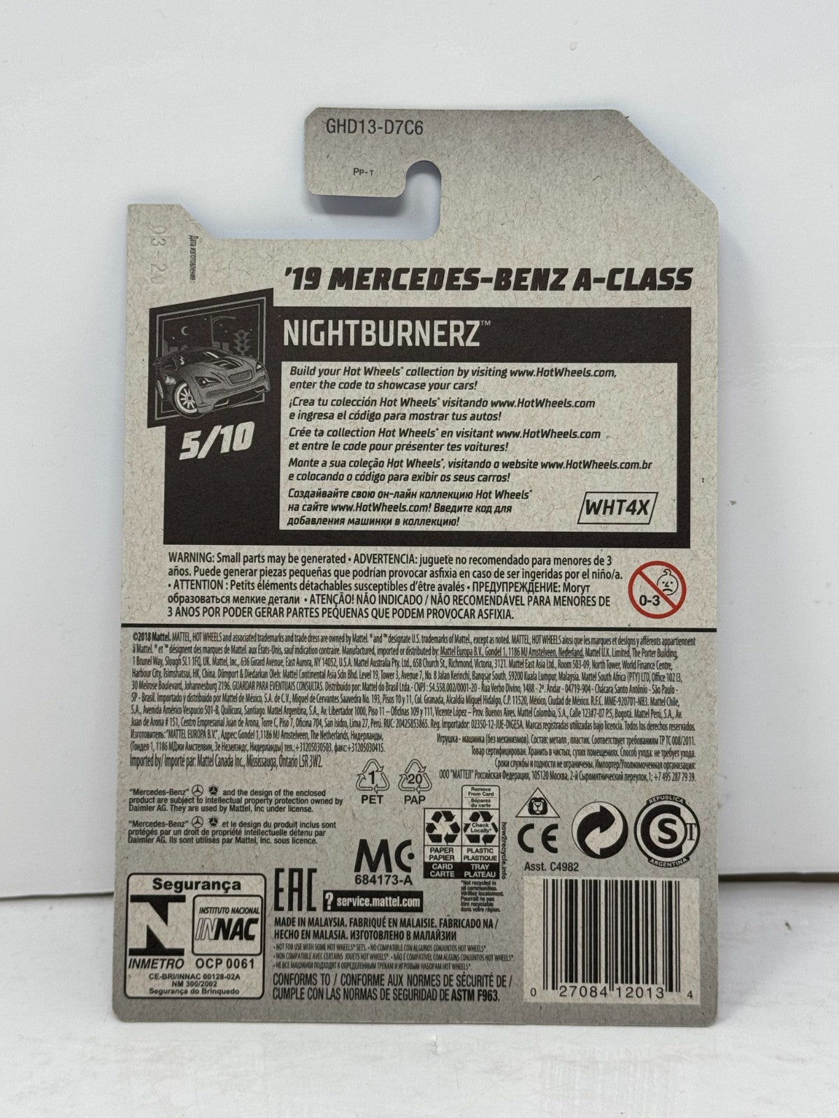 Hot Wheels Nightburnerz 2019 Mercedes-Benz A-Class 1:64 Diecast Red