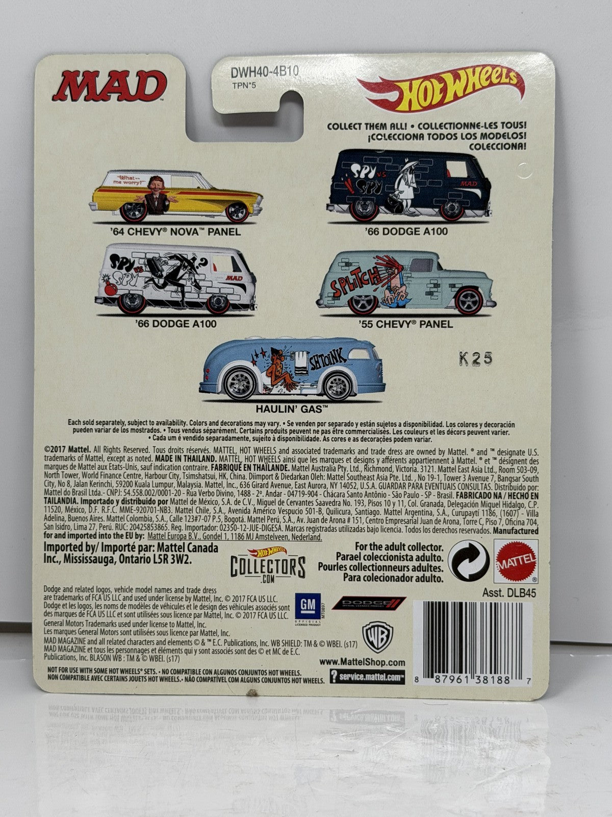Hot Wheels MAD 1966 Dodge A100 Spy vs Spy 1:64 Diecast Real Riders