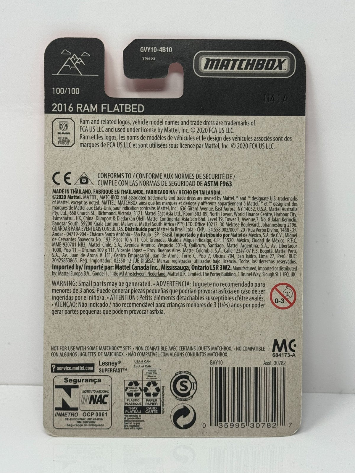 Matchbox 2016 Ram Flatbed 1:64 Diecast