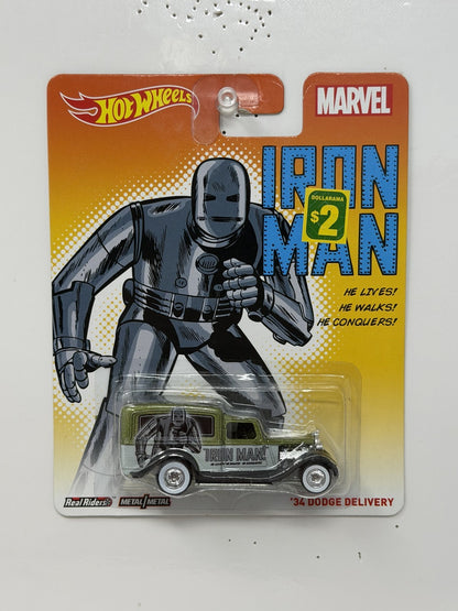 Hot Wheels Marvel Iron Man 1934 Dodge Delivery 1:64 Diecast Real Riders