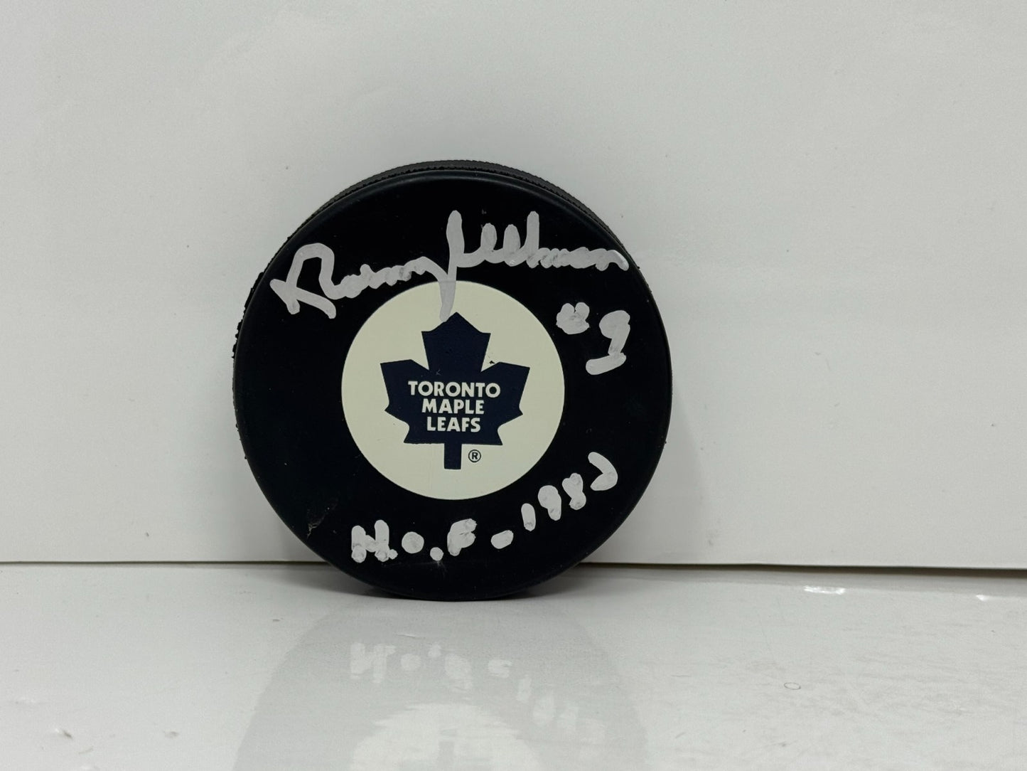 Norm Ullman Toronto Maple Leafs Signed NHL Autograph Puck Silver Auto