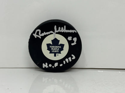 Norm Ullman Toronto Maple Leafs Signed NHL Autograph Puck Silver Auto
