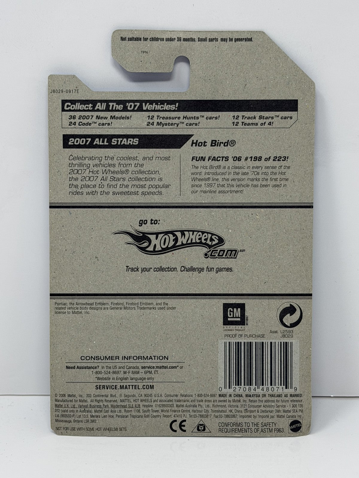 Hot Wheels 2007 All Stars Hot Bird 1:64 Diecast Purple