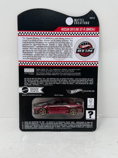 Hot Wheels RLC Red Line Club Nissan Skyline GTR (BNR34) 1:64 Diecast Red