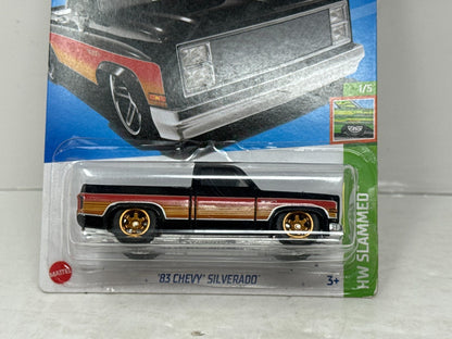 Custom Hot Wheels HW Slammed 1983 Chevy Silverado 1:64 Diecast Wheel Swap