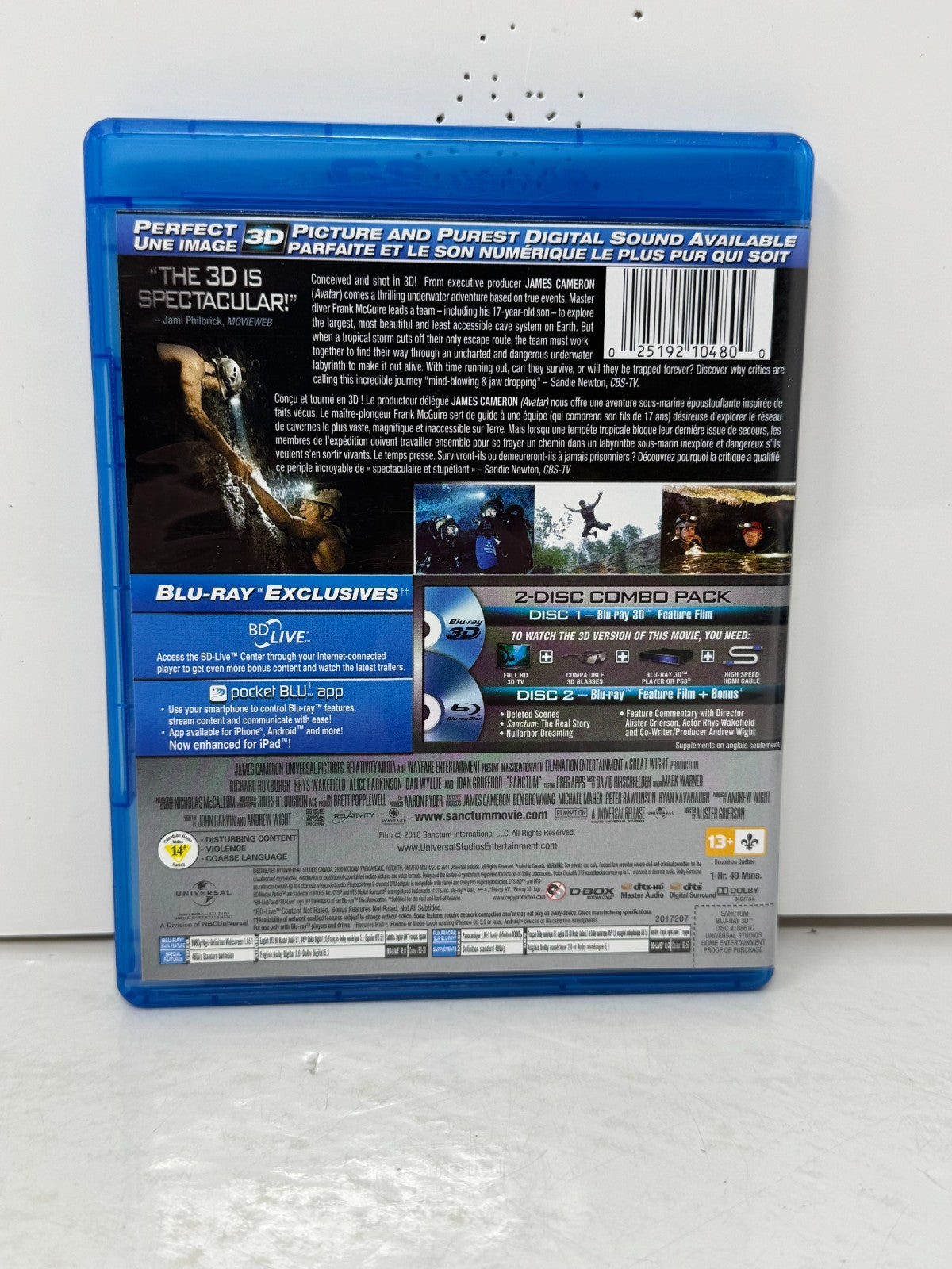 Sanctum (3D Blu-ray) James Cameron Deep Cave Diving Thriller Adventure