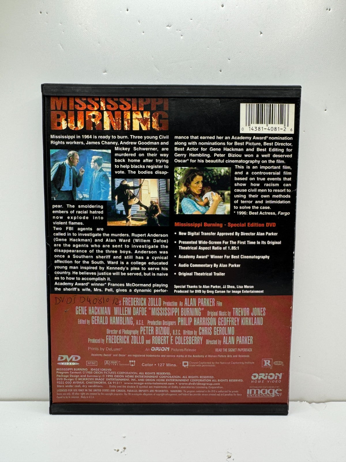 Mississippi Burning (DVD) Gene Hackman Crime Drama
