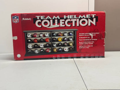 Riddell Team Collection NFL 32 Mini Football Helmet Display Case Cabinet Holders Rack