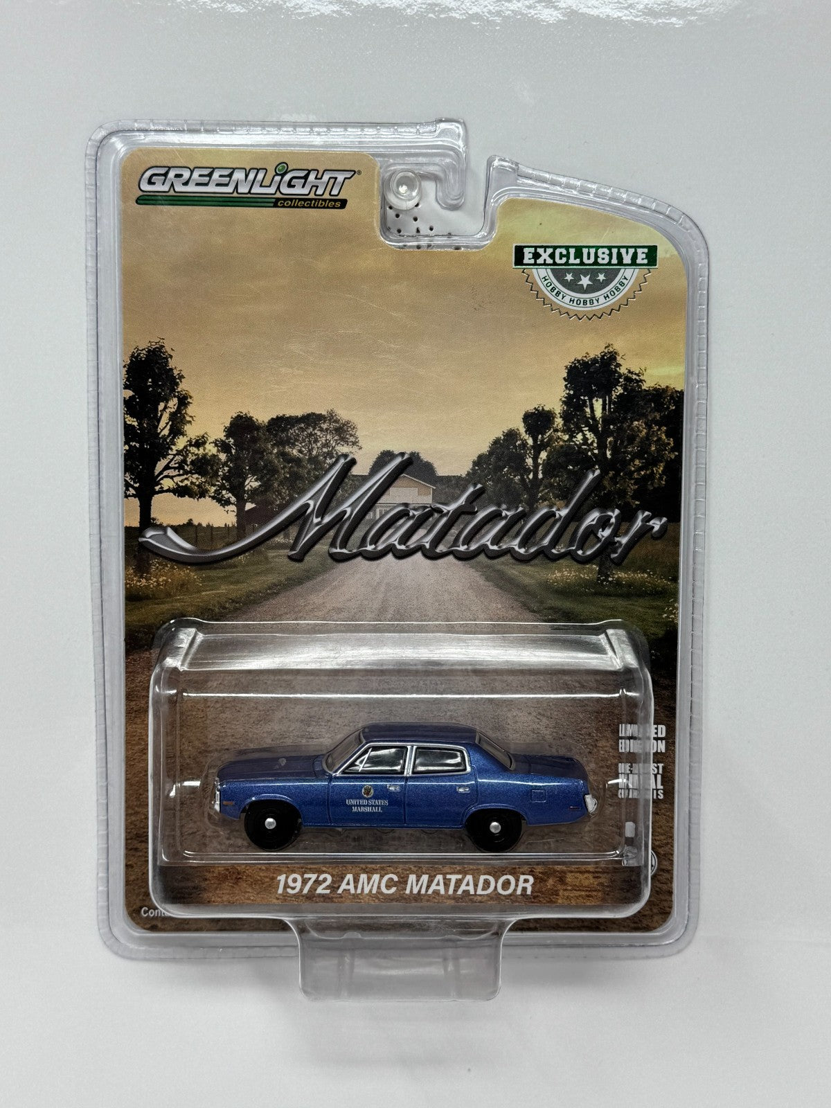 Greenlight Hobby Exclusive Matador 1972 AMC Matador U.S. Marshal 1:64 Diecast