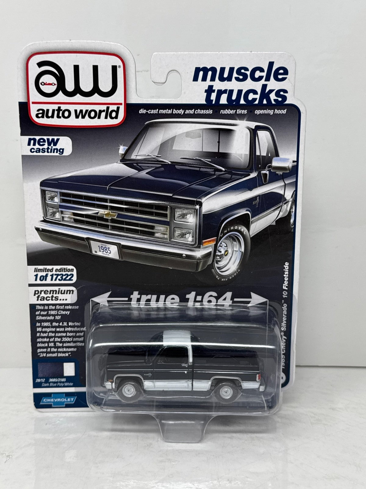 Auto World Muscle Trucks 1985 Chevy Silverado 10 Fleetside 1:64 Diecast