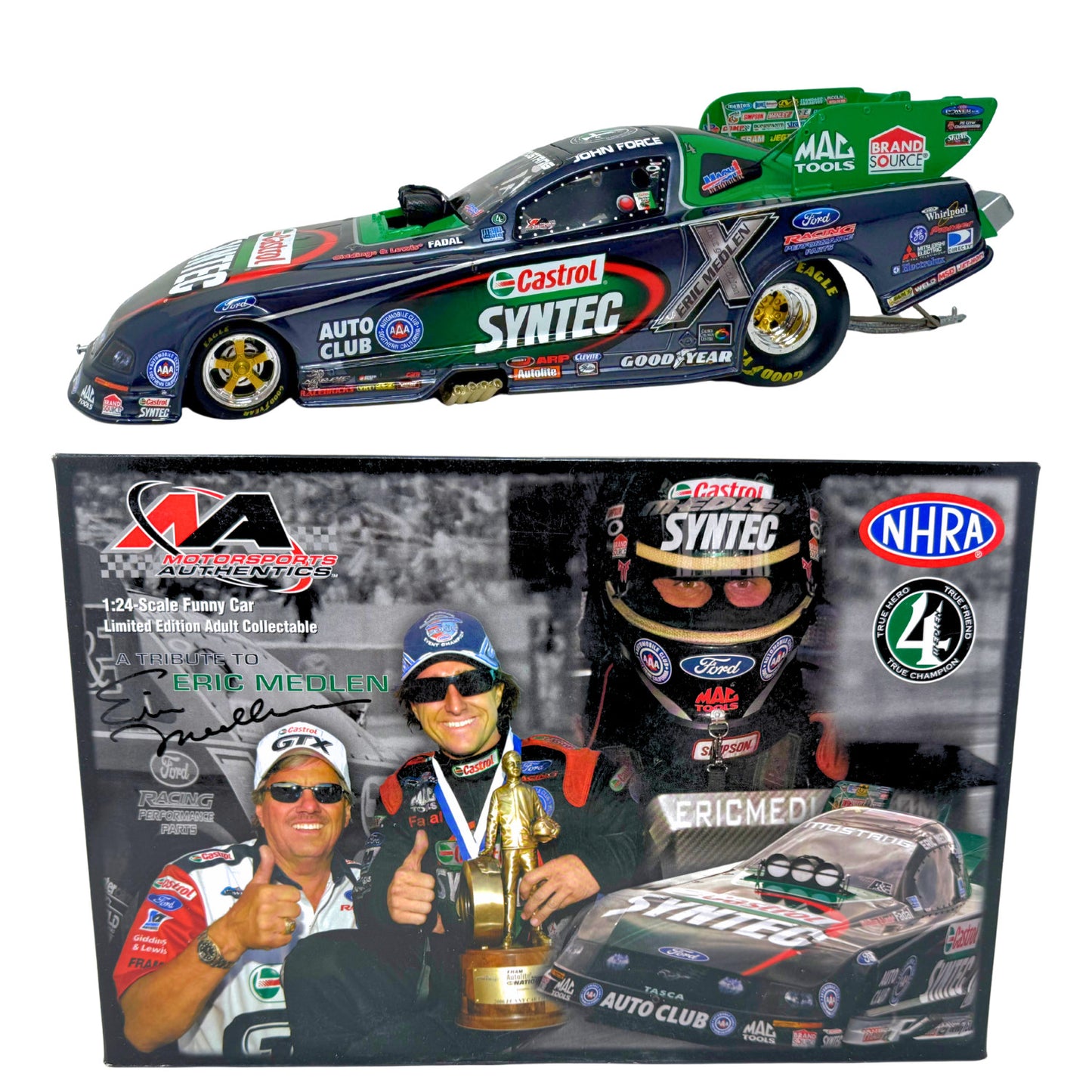Motorsports Authentics NHRA John Force Castrol Eric Medlen Tribute 1:24 Diecast