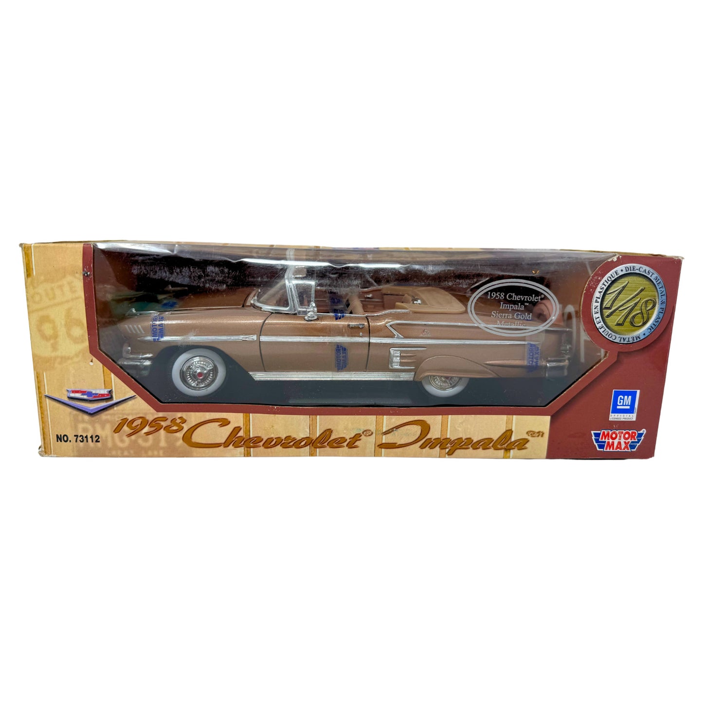 Motormax 1958 Chevrolet Impala Sierra Gold Metallic 1:18 Diecast