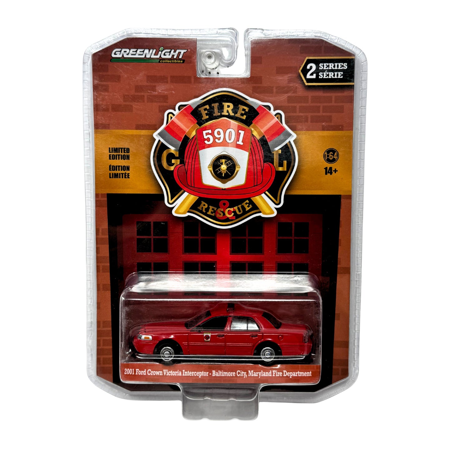 Greenlight Fire & Rescue 2001 Ford Crown Victoria Baltimore FD 1:64 Diecast