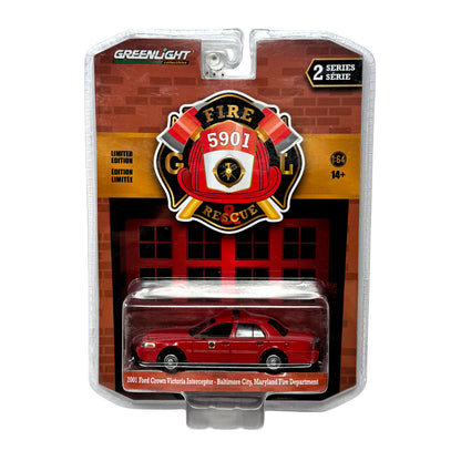 Greenlight Fire & Rescue 2001 Ford Crown Victoria Baltimore FD 1:64 Diecast