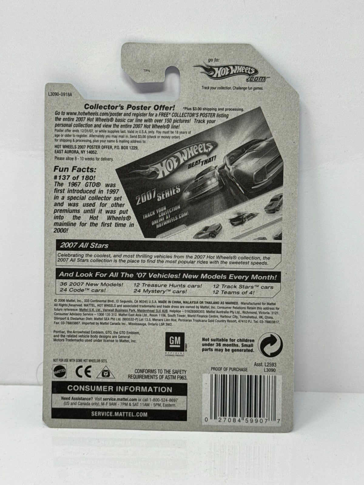 Hot Wheels All Stars 1967 Pontiac GTO 1:64 Diecast Factory Sealed