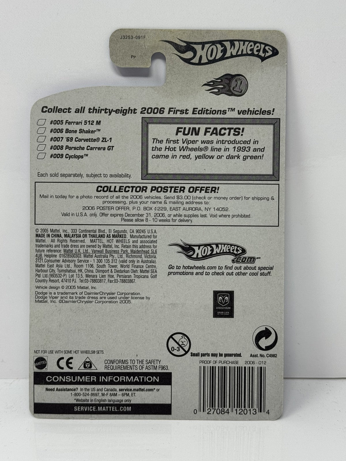 Hot Wheels First Editions Faster then Ever 2006 Dodge Viper Coupe 1:64 Diecast