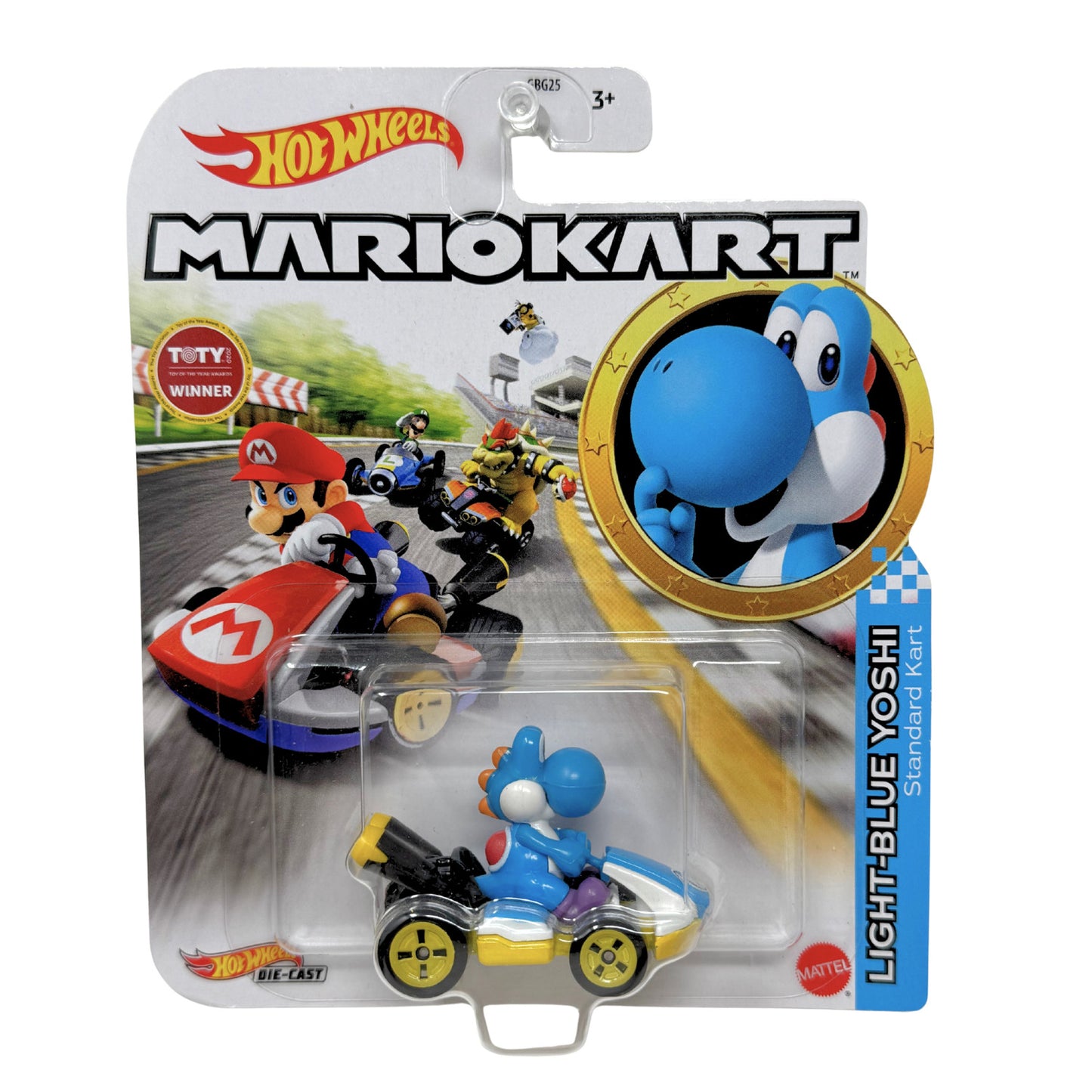 Hot Wheels Mario Kart Light-Blue Yoshi Standard Kart 1:64 Diecast