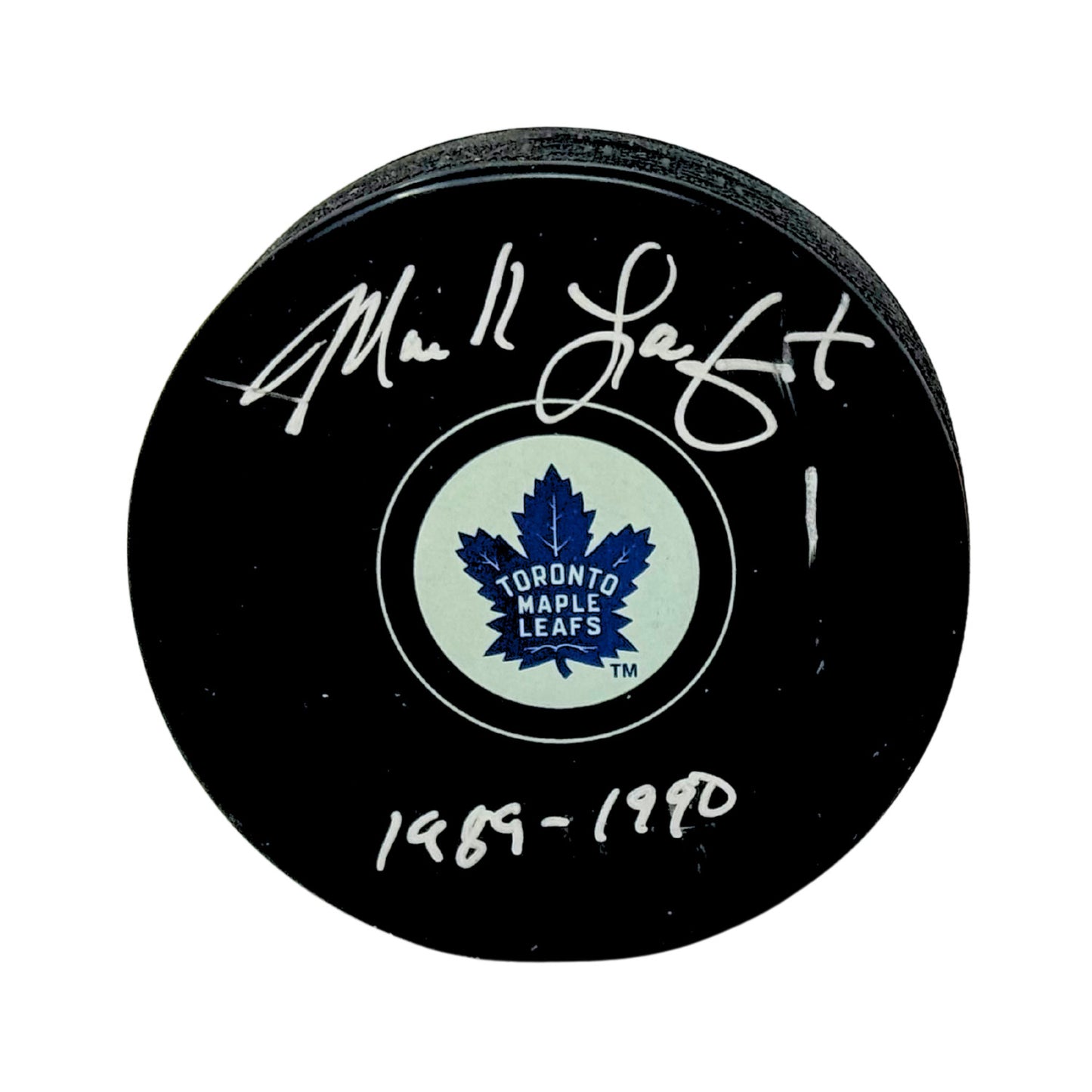 Mark Laforest Toronto Maple Leafs Signed NHL Autograph Puck Silver Auto