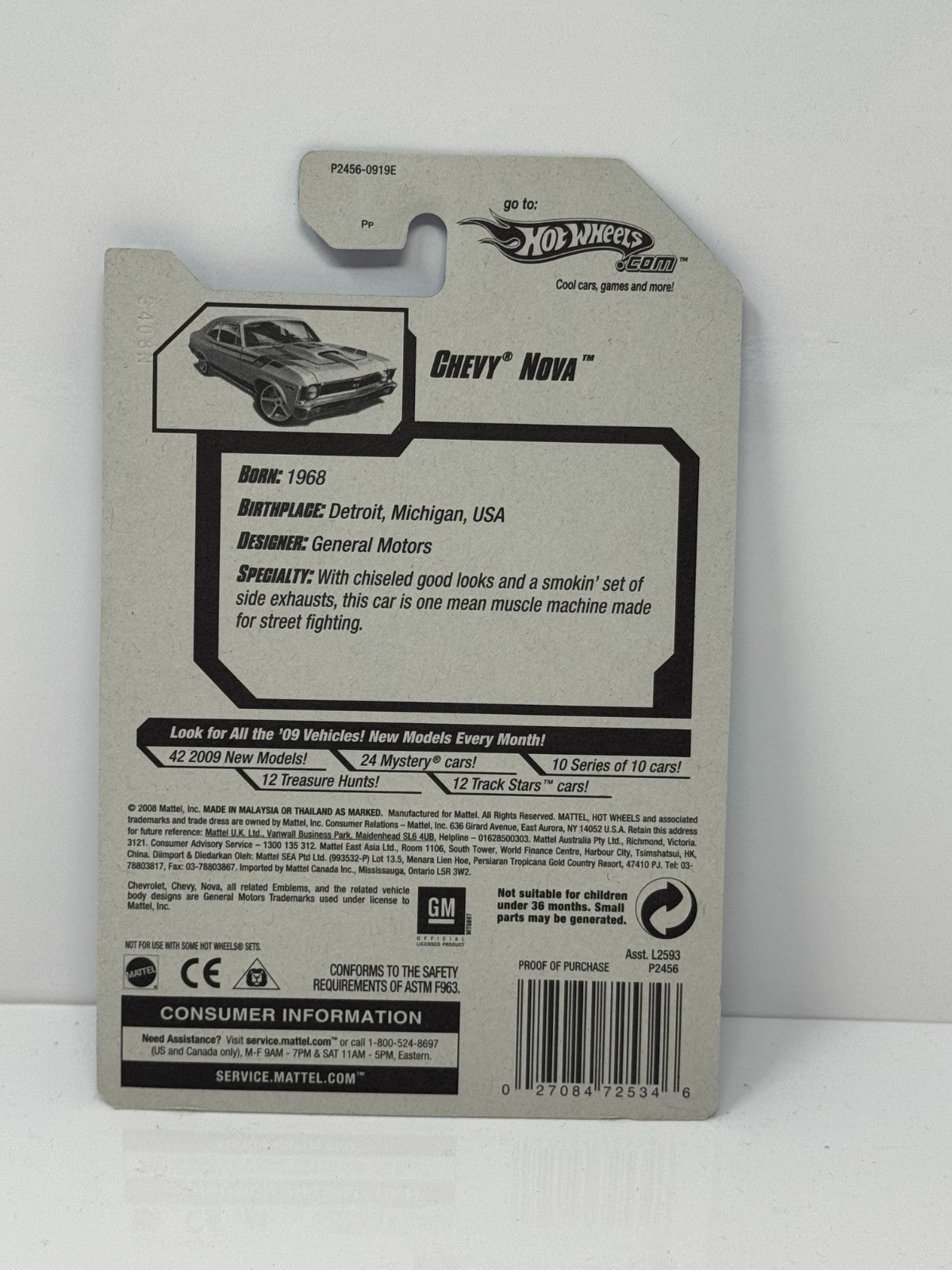 Hot Wheels Faster Than Ever ’09 Chevy Nova 1:64 Diecast Factory Sealed