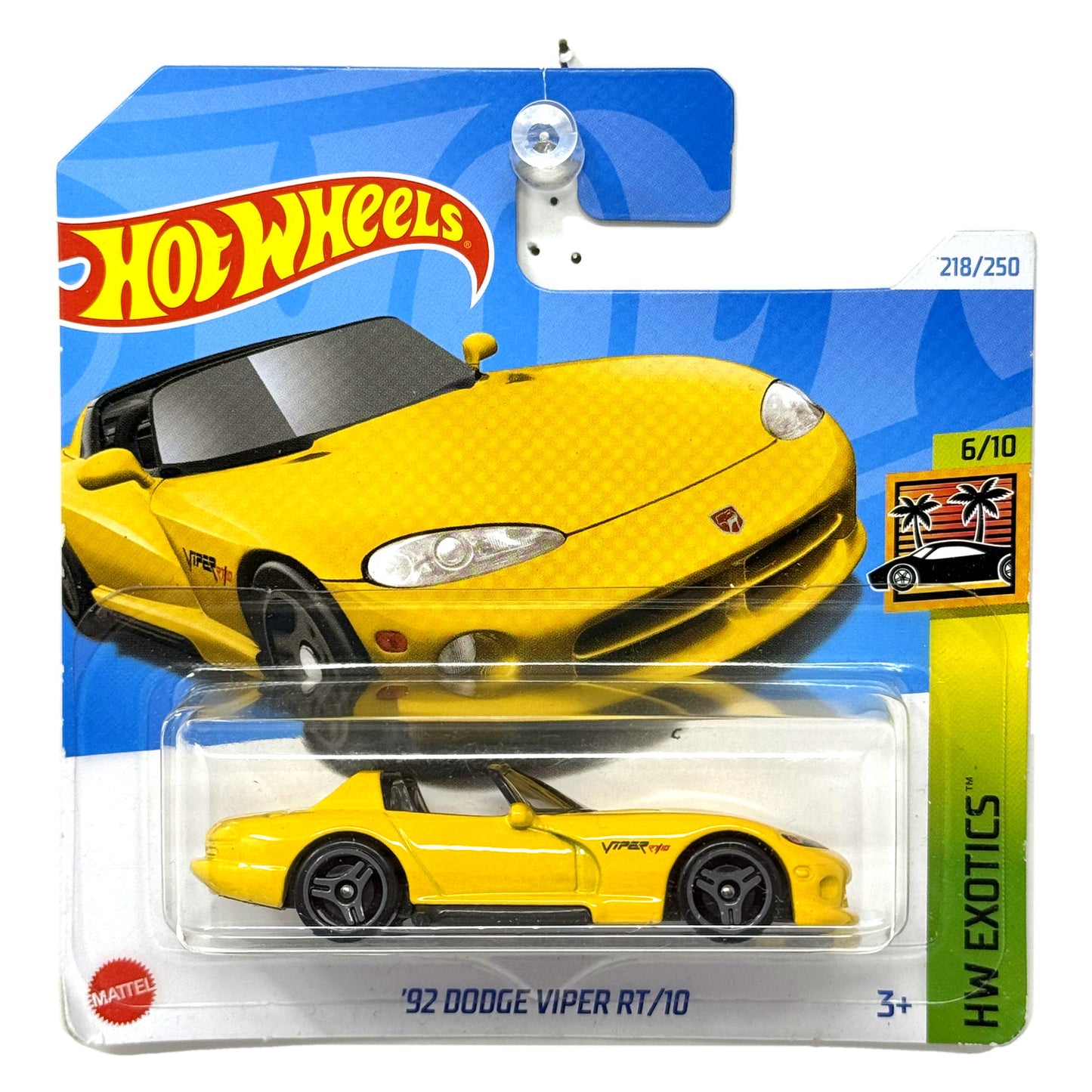 Hot Wheels HW Exotics 1992 Dodge Viper RT-10 1:64 Diecast Yellow Short Card
