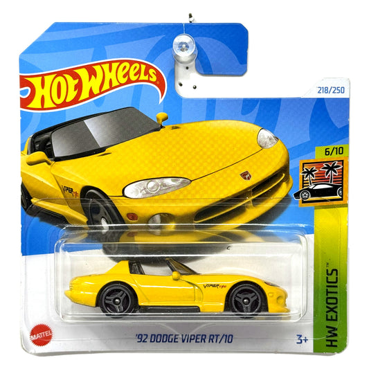 Hot Wheels HW Exotics 1992 Dodge Viper RT-10 1:64 Diecast Yellow Short Card
